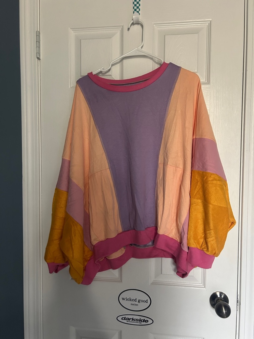 Colorblock Oversized Pullover - Lavender, Peach, Pink & Mustard